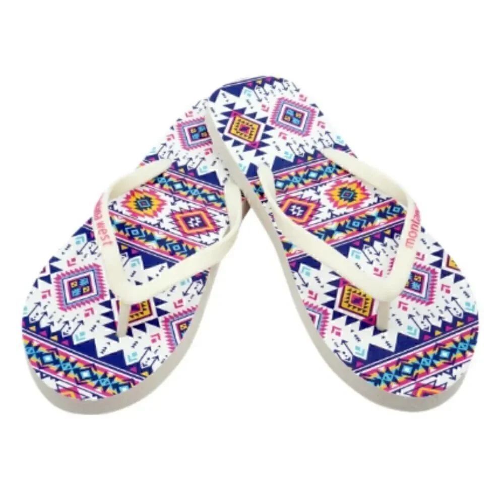 MONTANA WEST Aztec Western Print Flip Flops Sandals large NWT